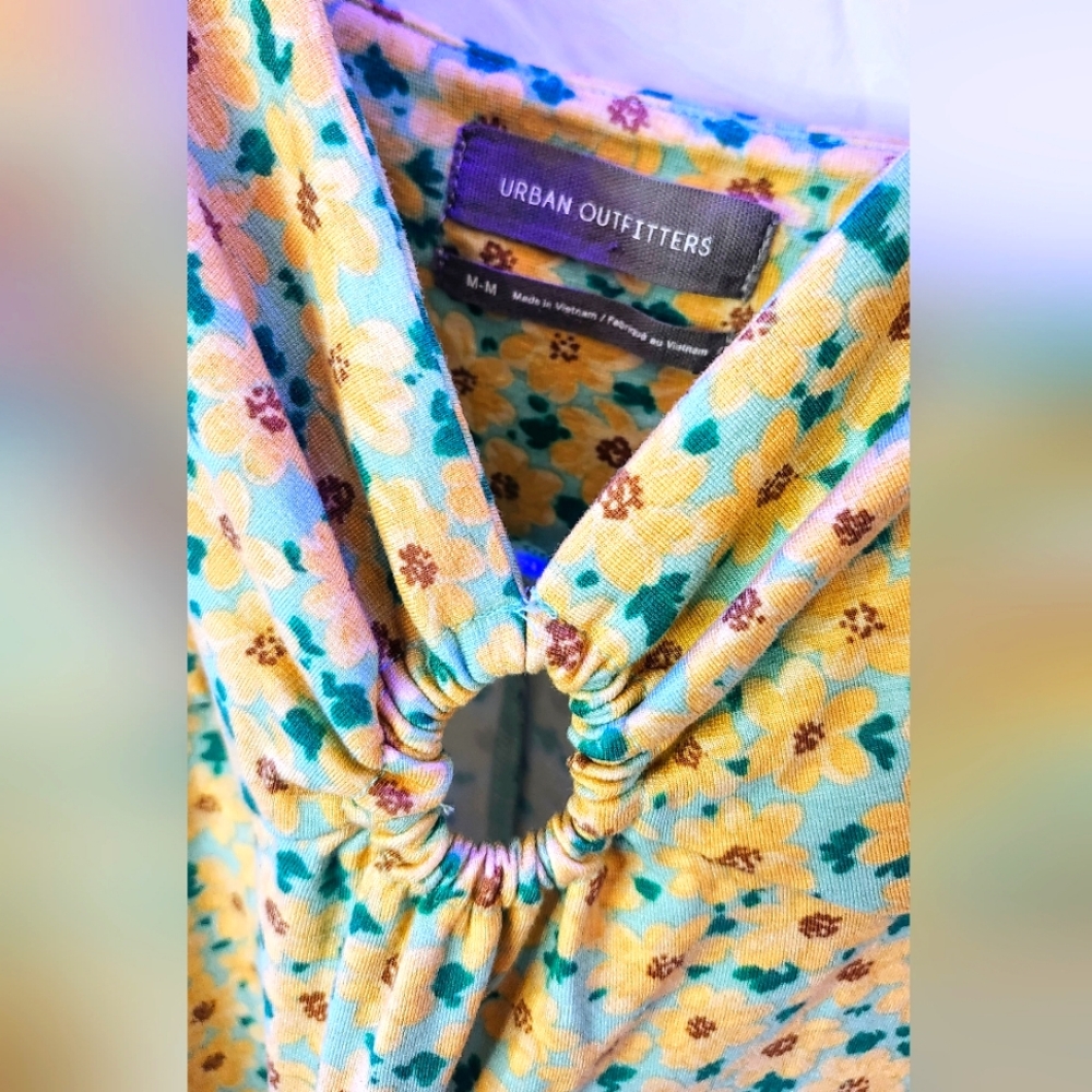 Urban Outfitters Yellow Floral Summer Dress Medium image 2